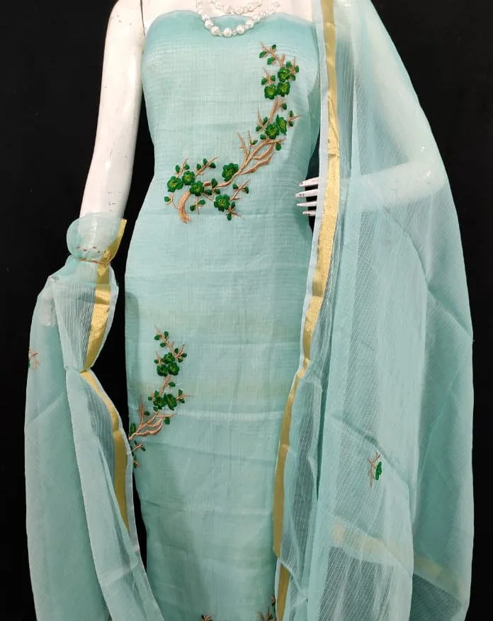 Kota Doriya Embroidery Work Suit In Blue