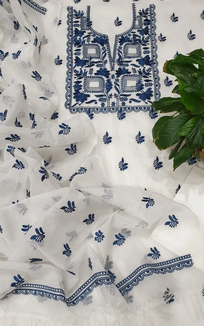 Kota Doriya Embroidery Work Suit In Blue
