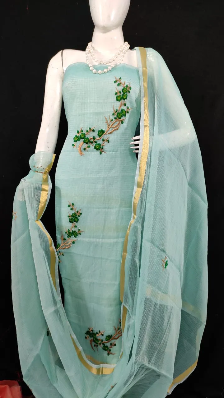 Kota Doriya Embroidery Work Suit In Blue