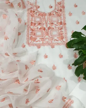Kota Doriya Embroidery Work Suit In Peach