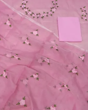 Kota Doriya Embroidery Work Suit In Pink