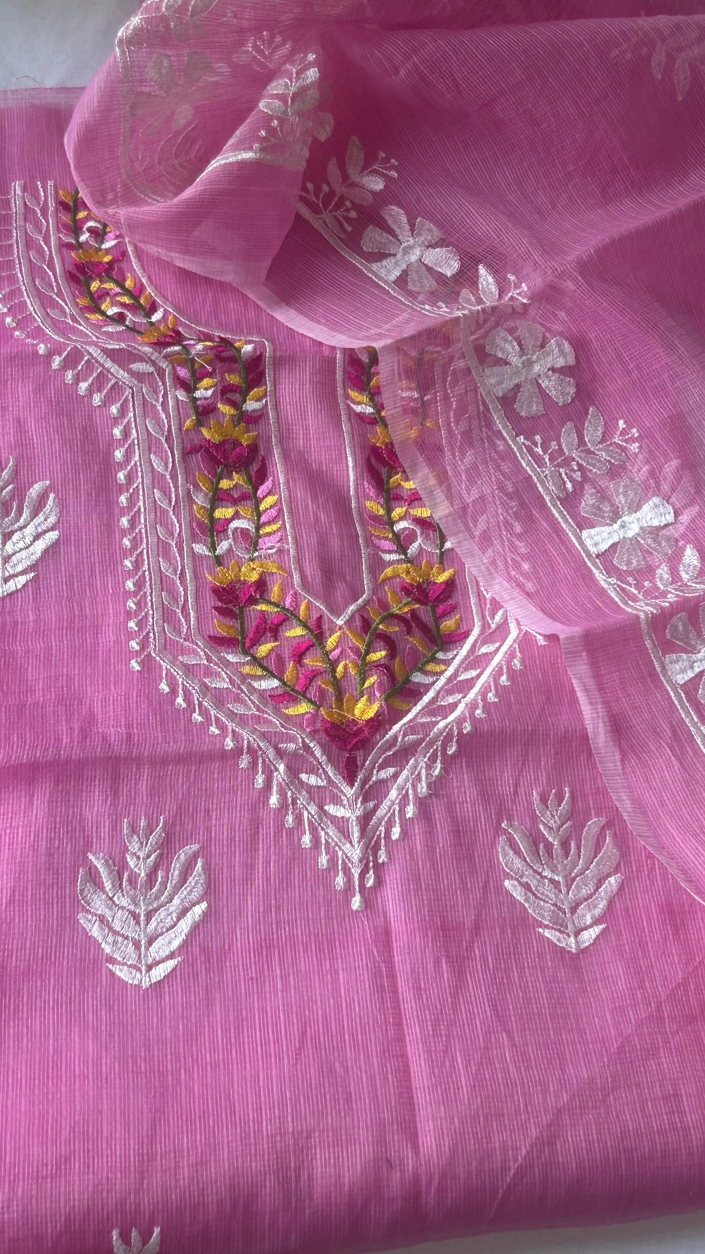 Kota Doriya Embroidery Work Suit In Pink