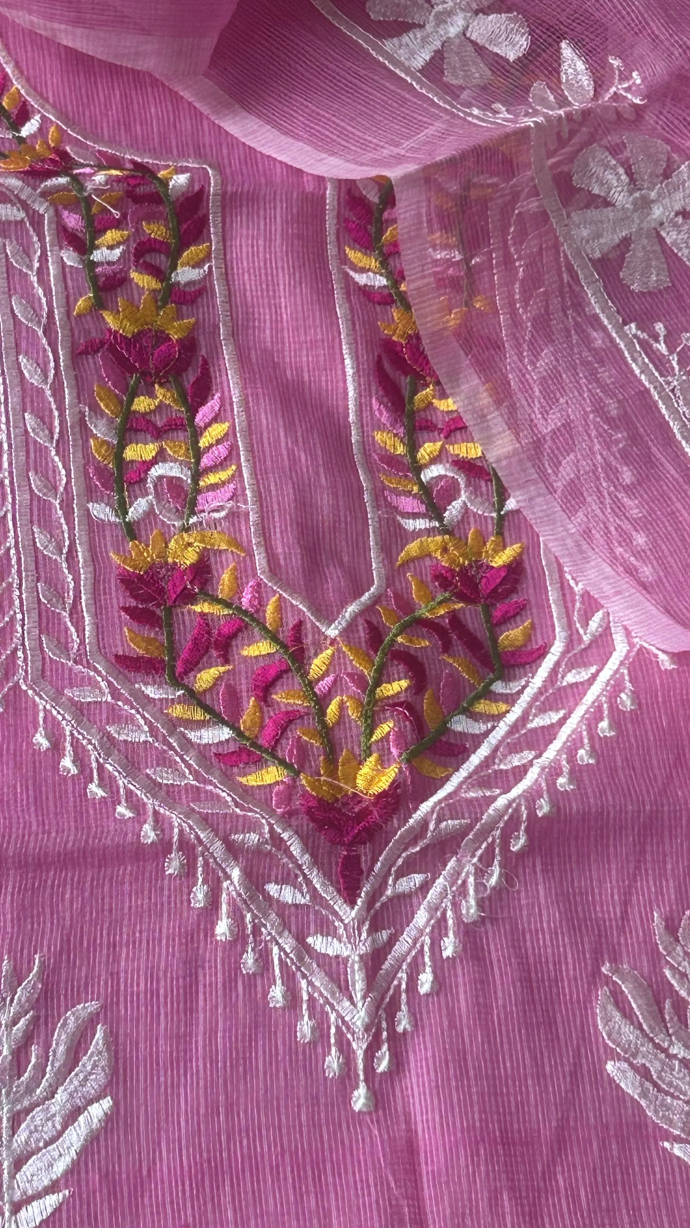 Kota Doriya Embroidery Work Suit In Pink