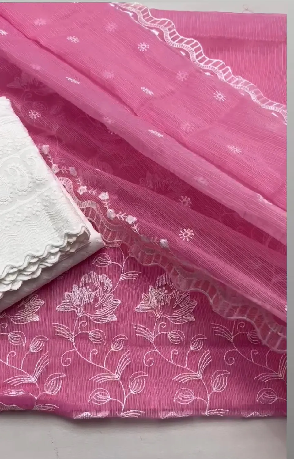Kota Doriya Embroidery Work Suit In Pink