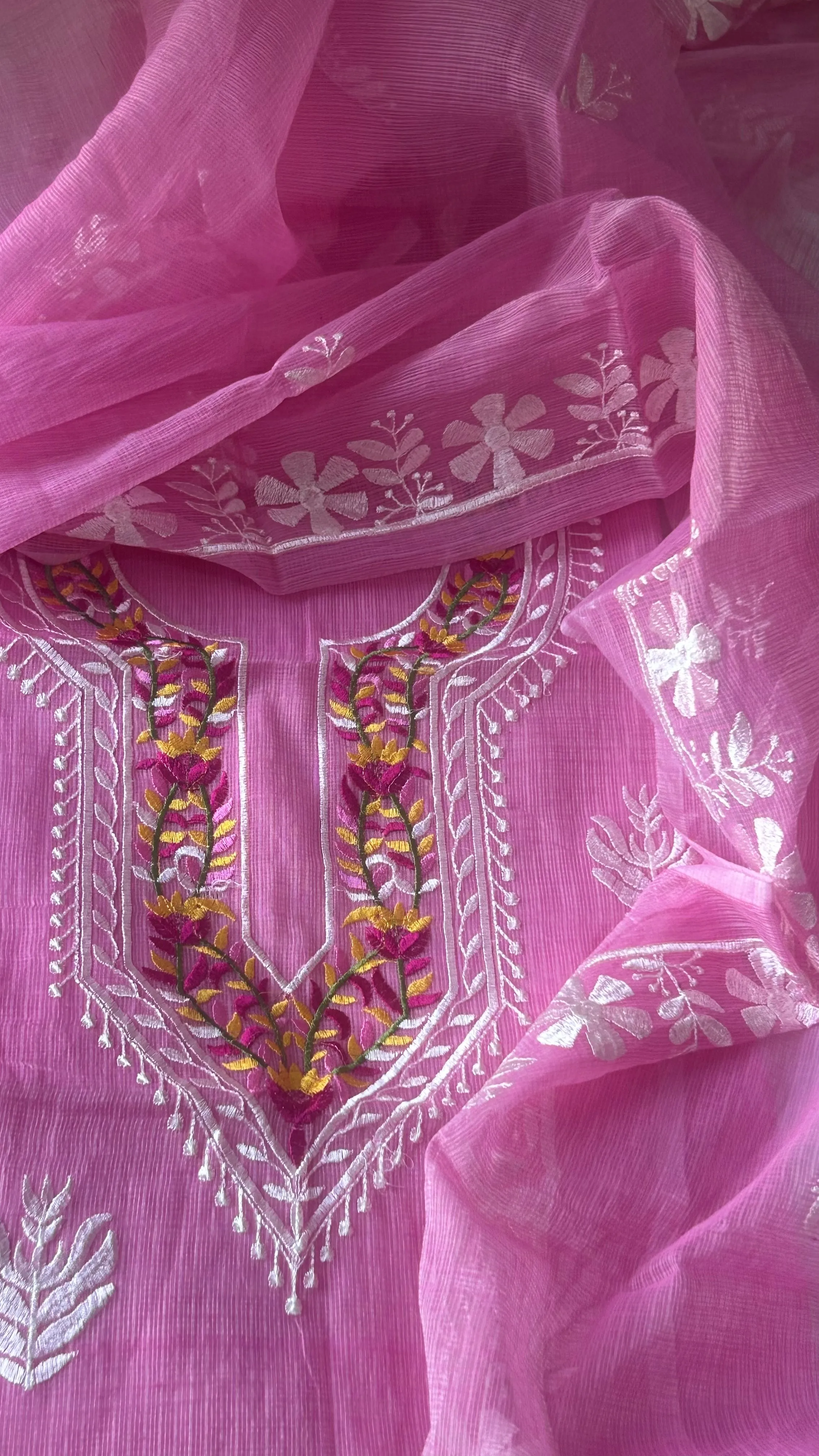 Kota Doriya Embroidery Work Suit In Pink