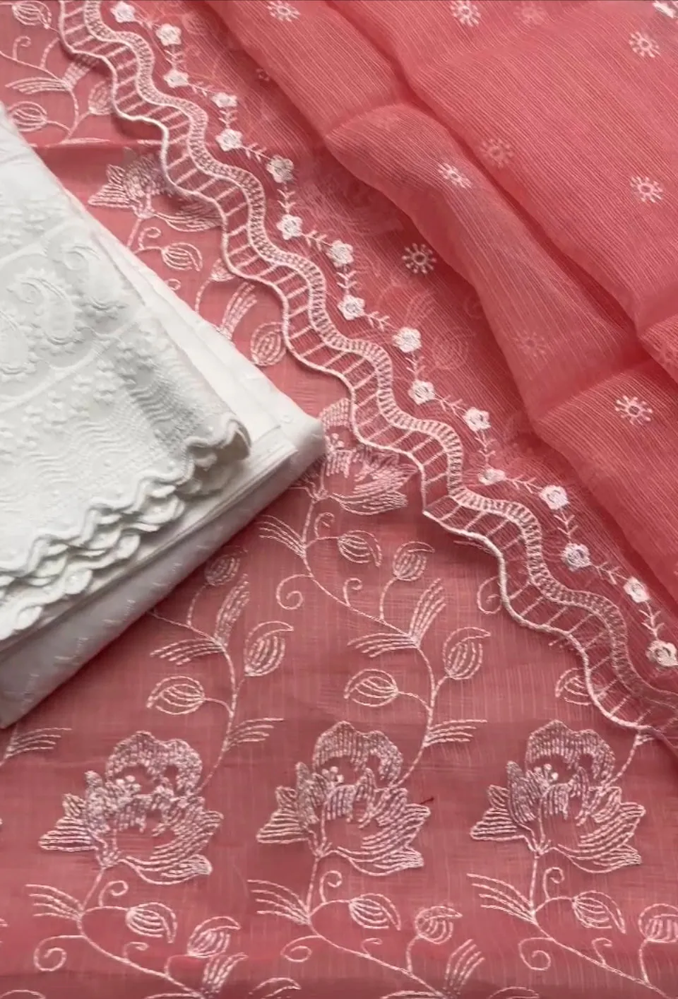 Kota Doriya Embroidery Work Suit In Pink