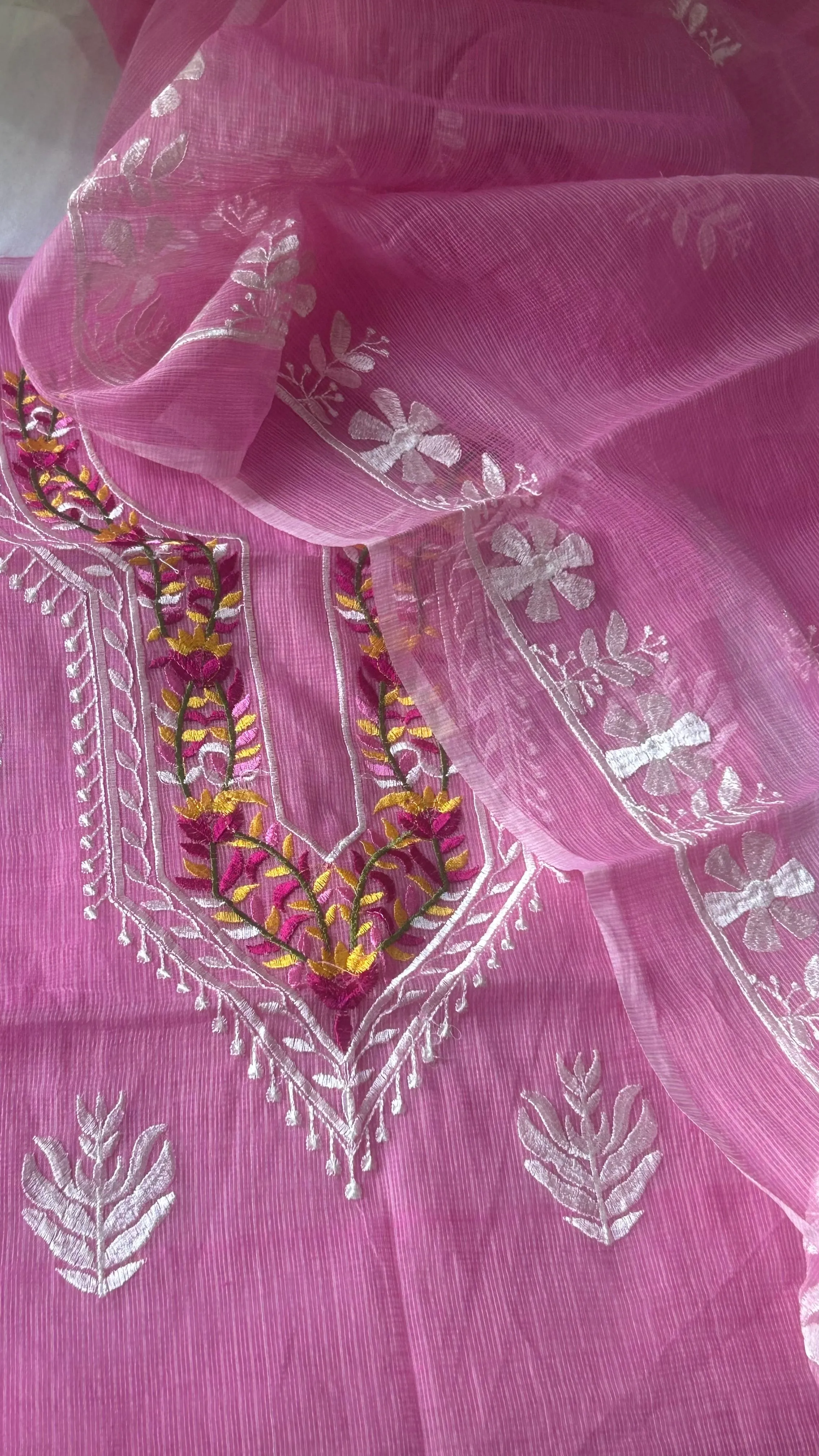Kota Doriya Embroidery Work Suit In Pink