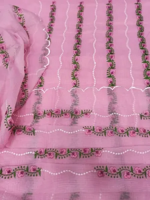 Kota Doriya Embroidery Work Suit In Pink