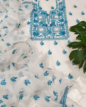 Kota Doriya Embroidery Work Suit In Sky Blue