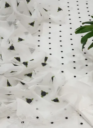Kota Doriya Embroidery Work Suit In white Colour with green dotted touch