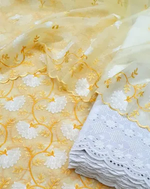 Kota Doriya Embroidery Work Suit In Yellow