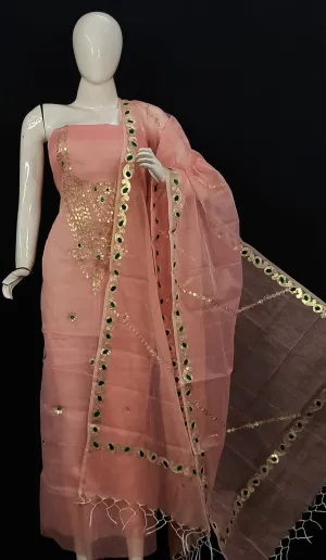 Kota doriya gota patti salwar suit in colour peach