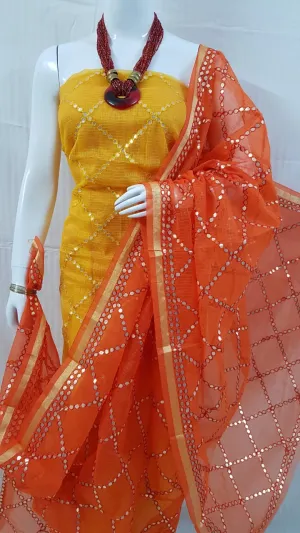 Kota Doriya Gota Suit In Yellow