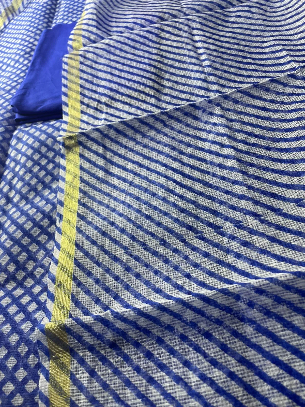 Kota Doriya Hand Leheriya Suit In Blue