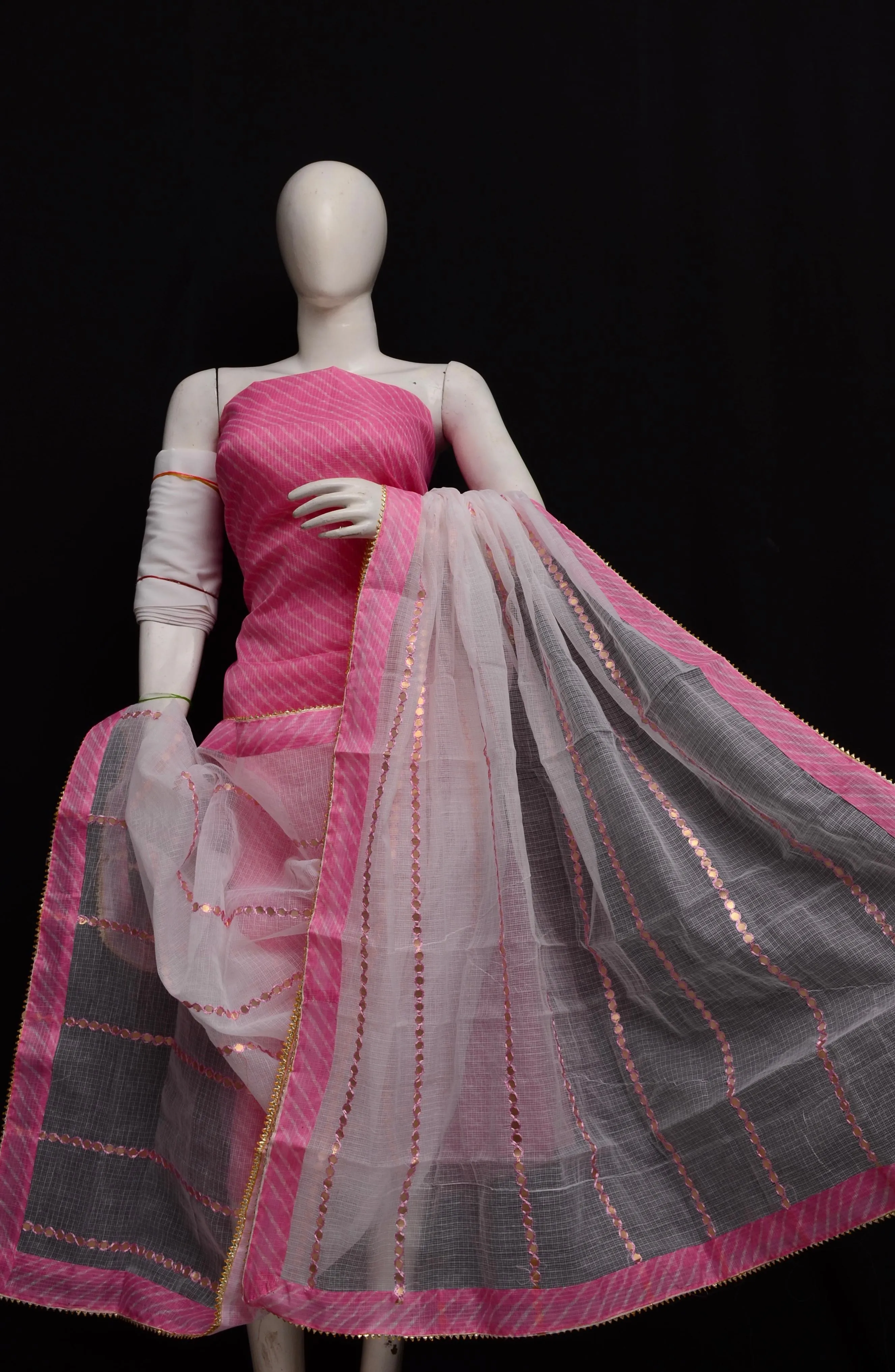 Kota Doriya Semi Silk Gotta Patti Work Suit In pink