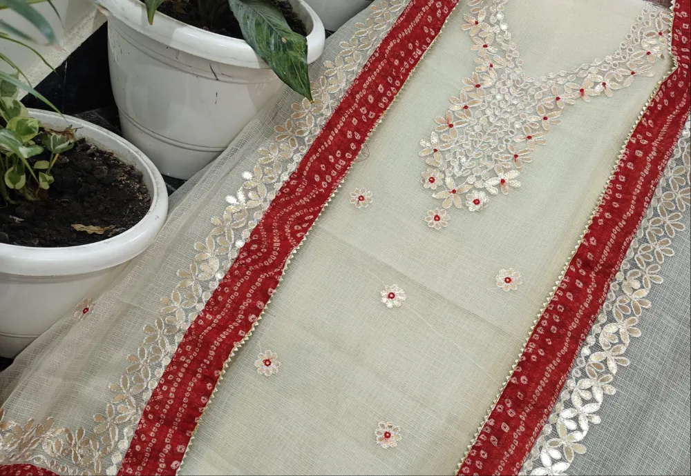 Kota Salwar Suit In Gota Work In White