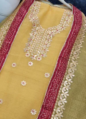 Kota Salwar Suit In Gota Work In Yellow