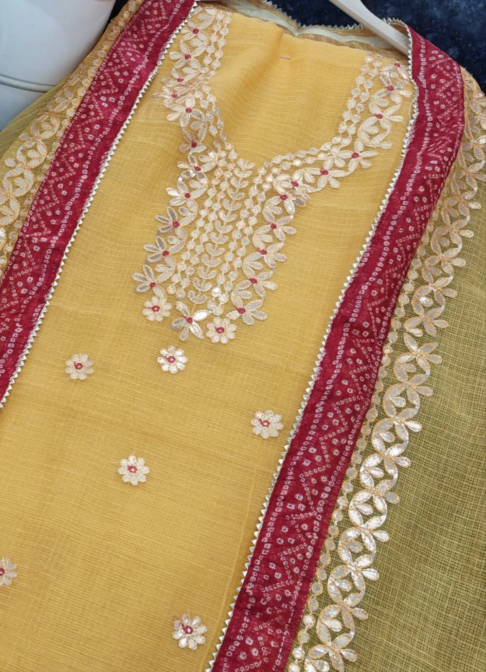 Kota Salwar Suit In Gota Work In Yellow