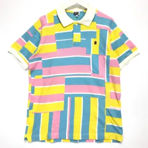 [L] A Bathing Ape Bape Bape Cotton Candy Patchwork Polo Shirt