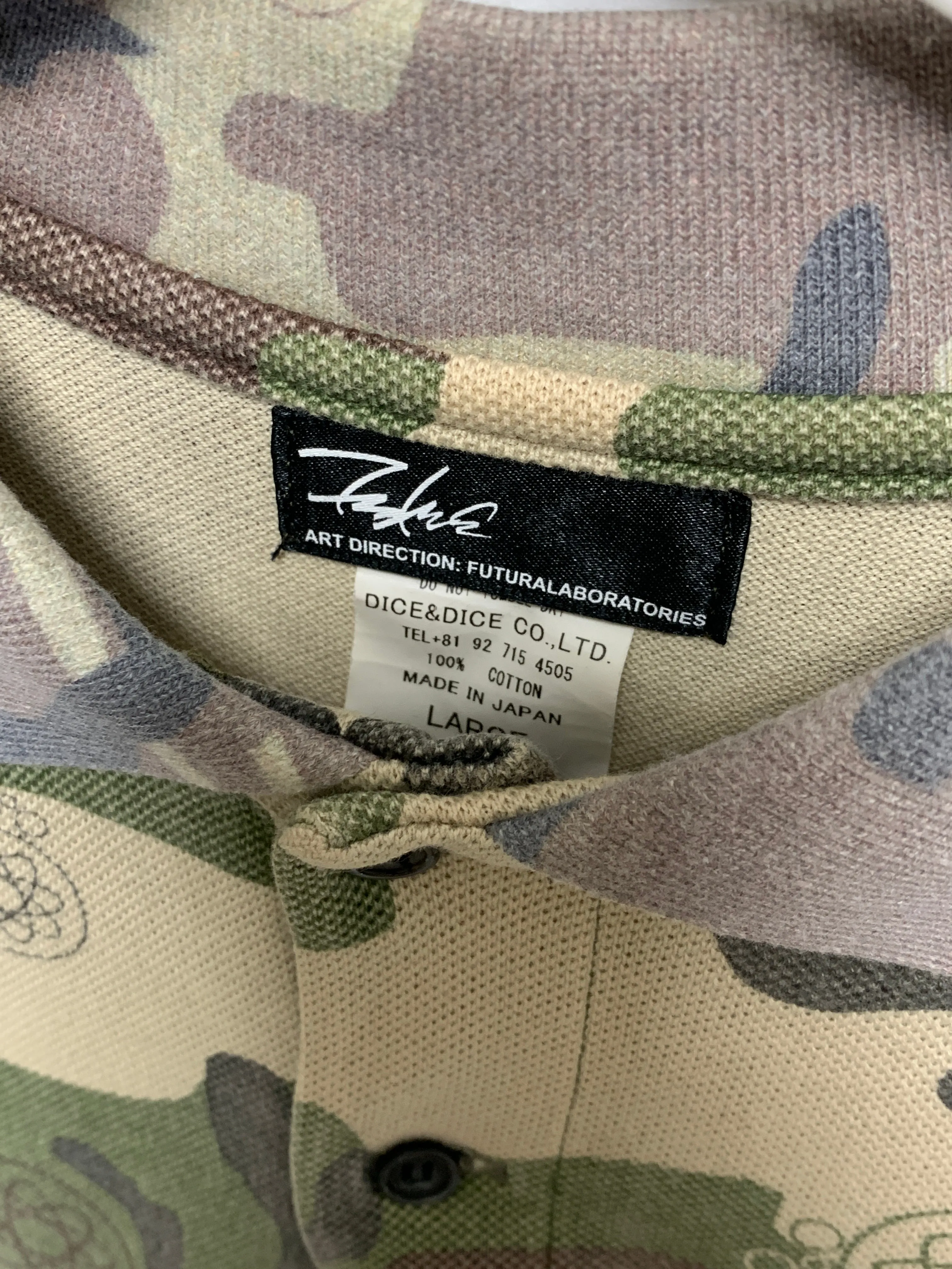 [L] Futura Laboratories Atom Woodland Camo Polo Shirt