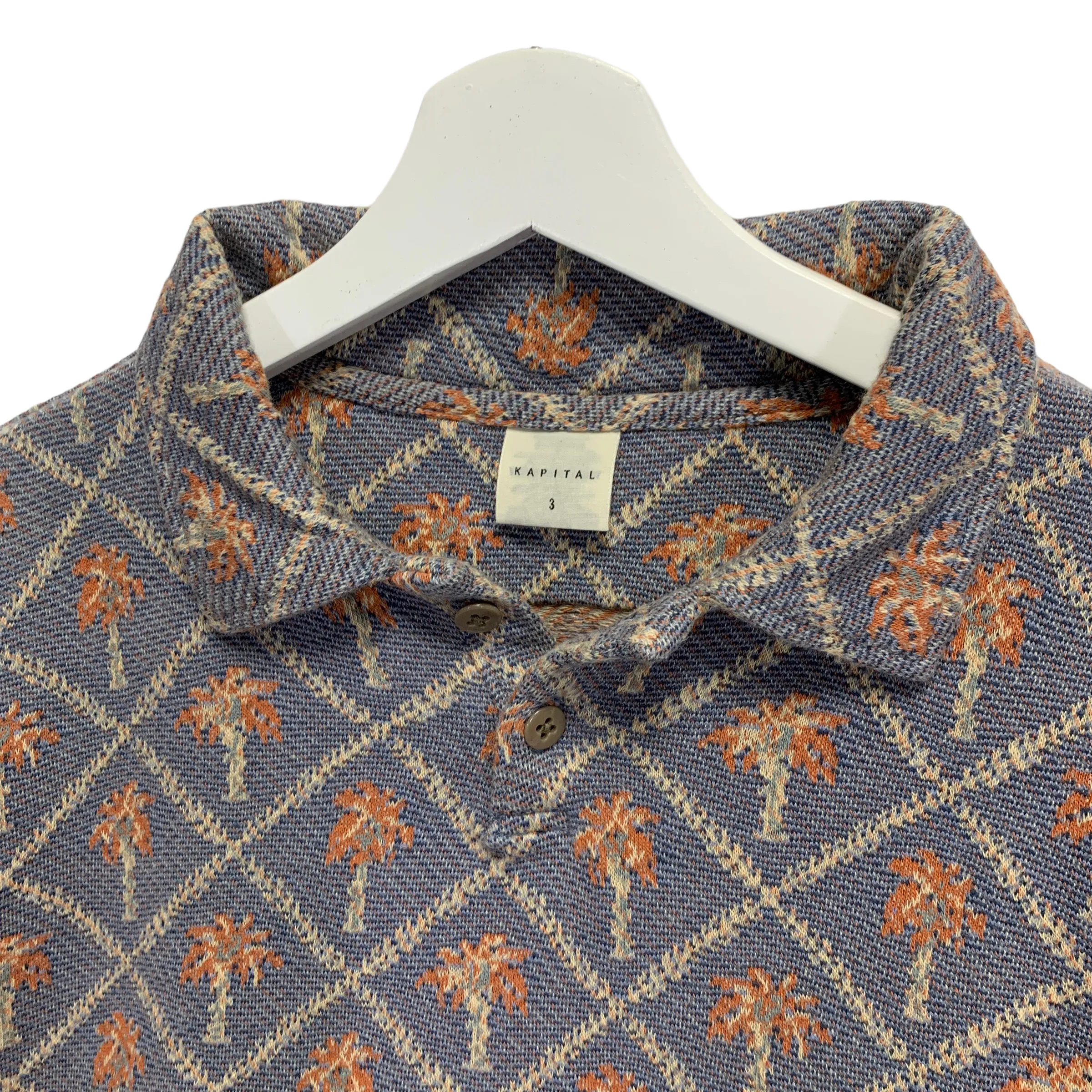 [L] Kapital Woven Palm Tree Polo Shirt