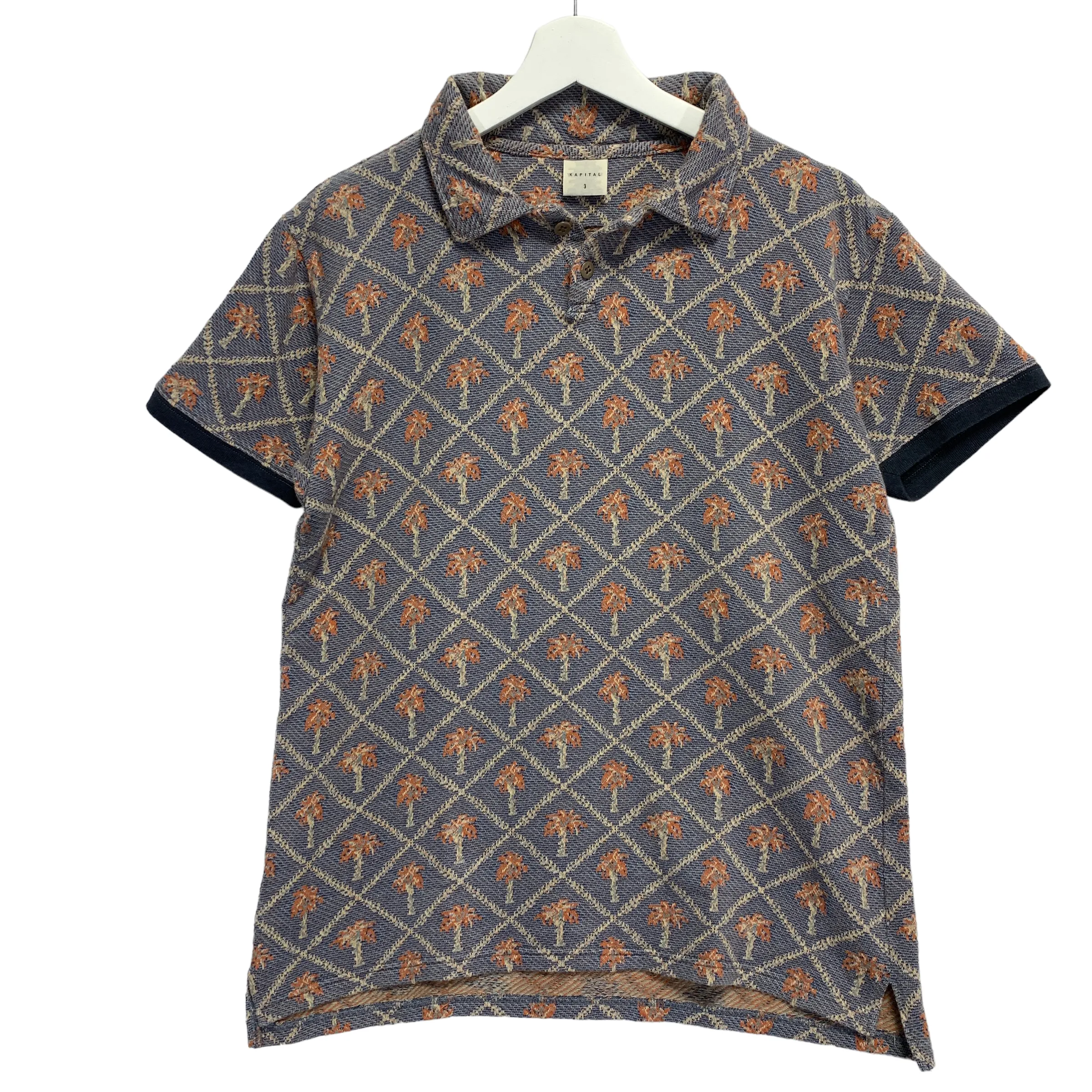 [L] Kapital Woven Palm Tree Polo Shirt