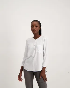 Ladies Henley Blouse - White