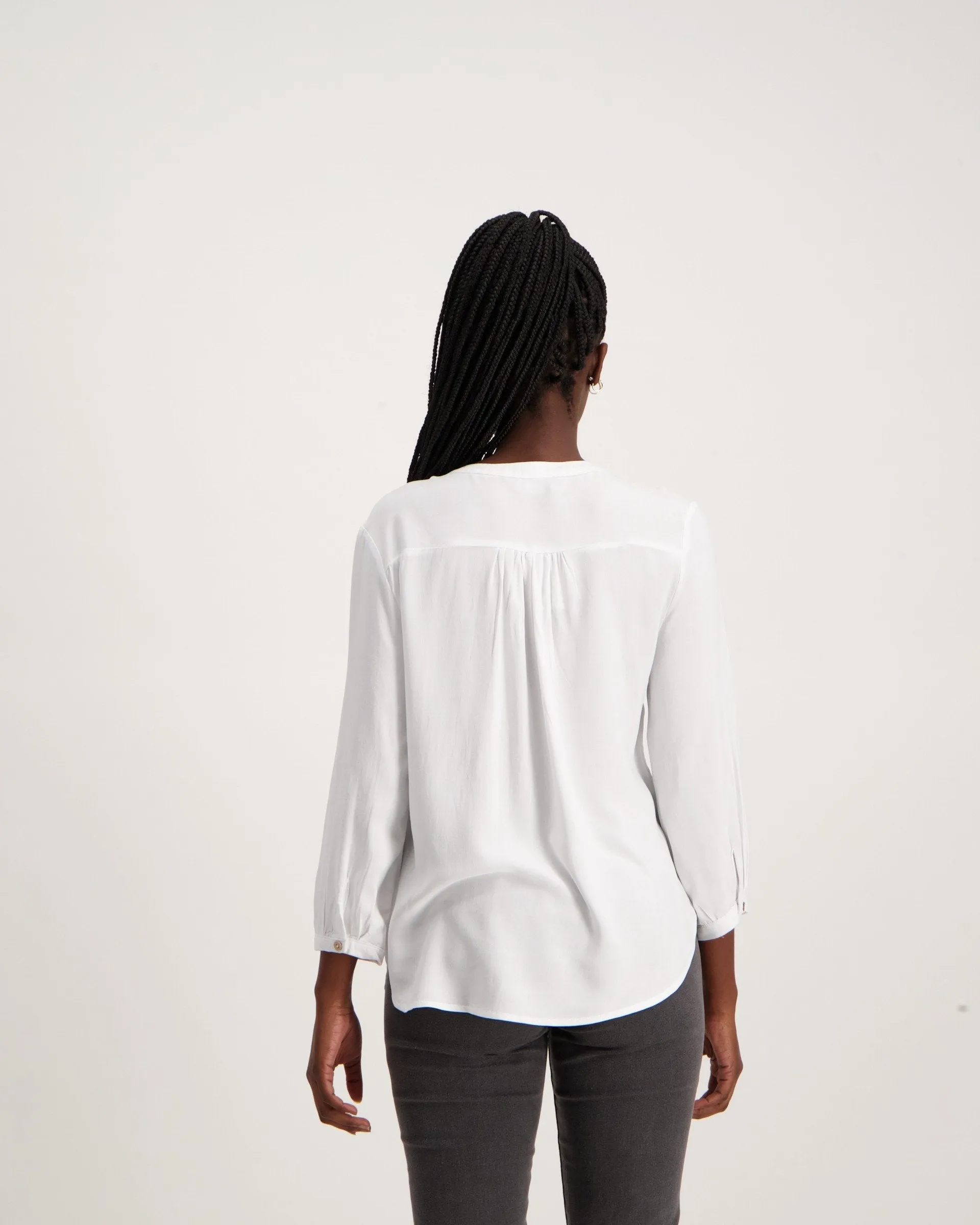 Ladies Henley Blouse - White