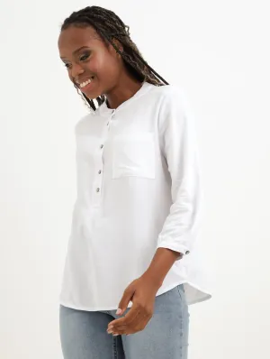 Ladies Henley Blouse - White