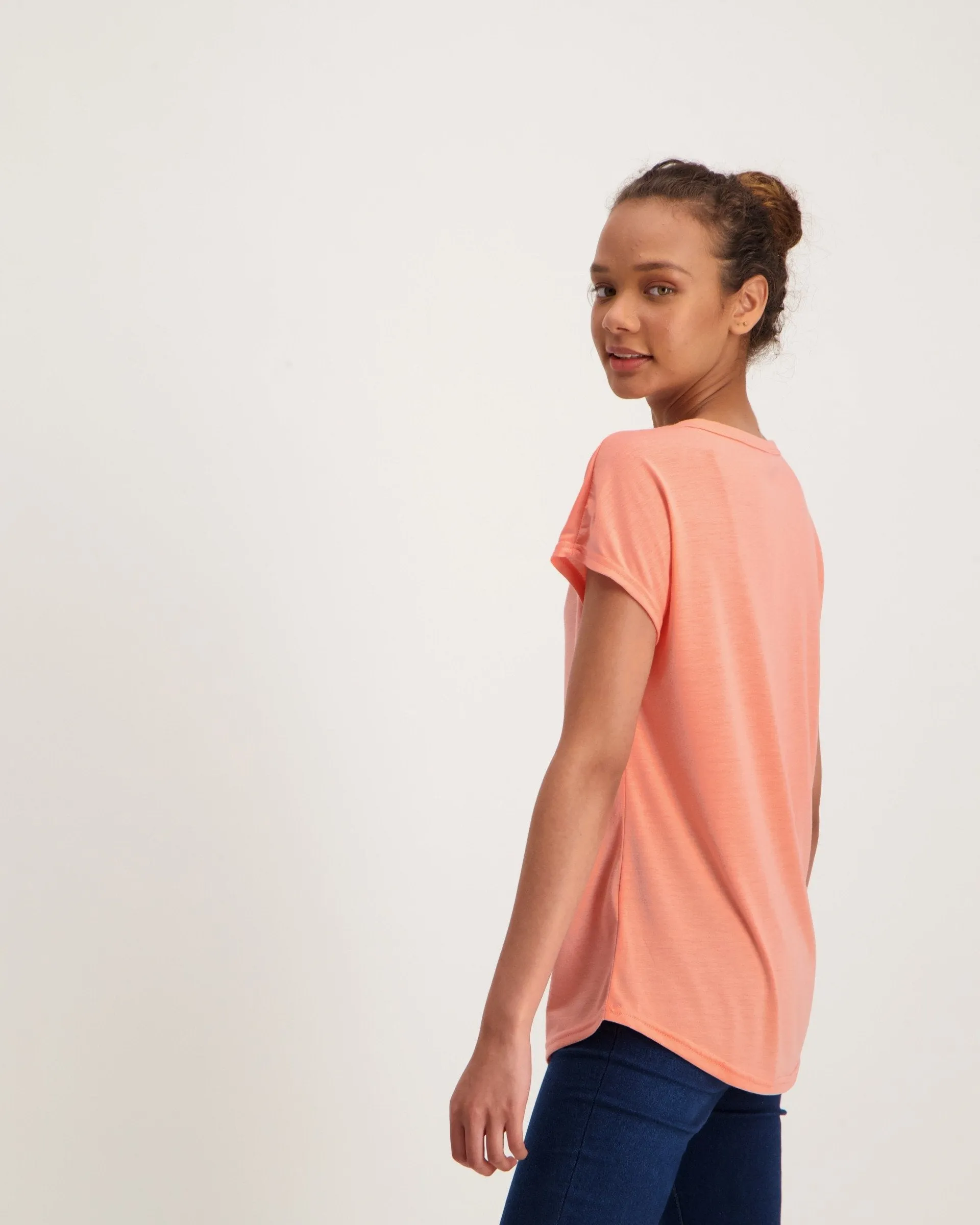 Ladies Henley Tee - Pink