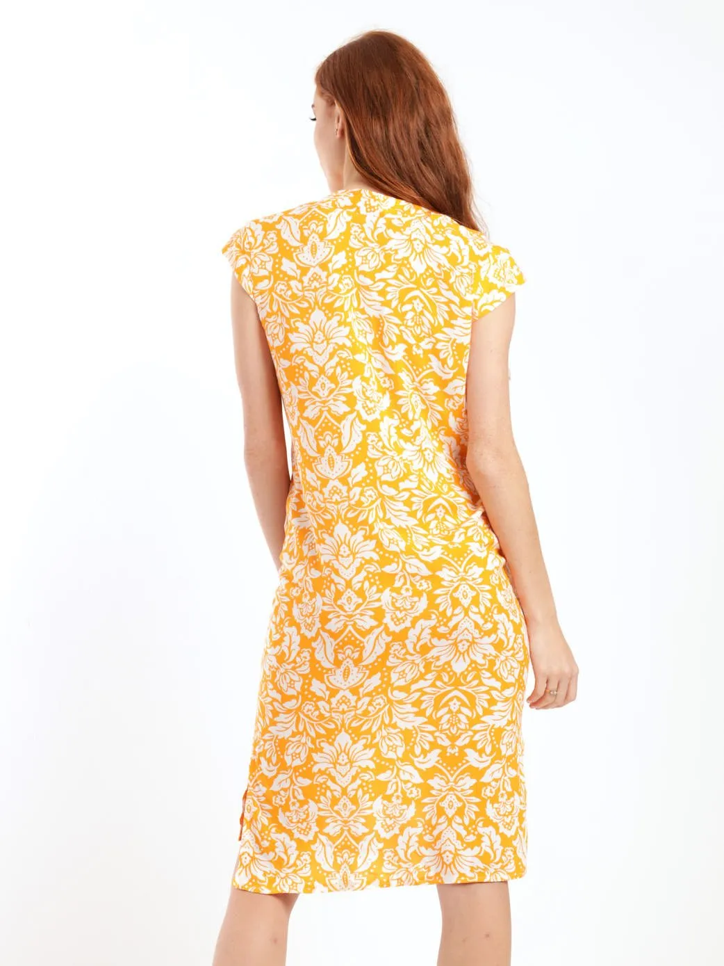 Ladies Sleeveless Woven Mandiran Colour Shift Dress - Orange