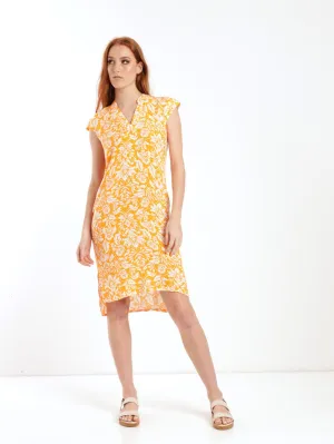 Ladies Sleeveless Woven Mandiran Colour Shift Dress - Orange