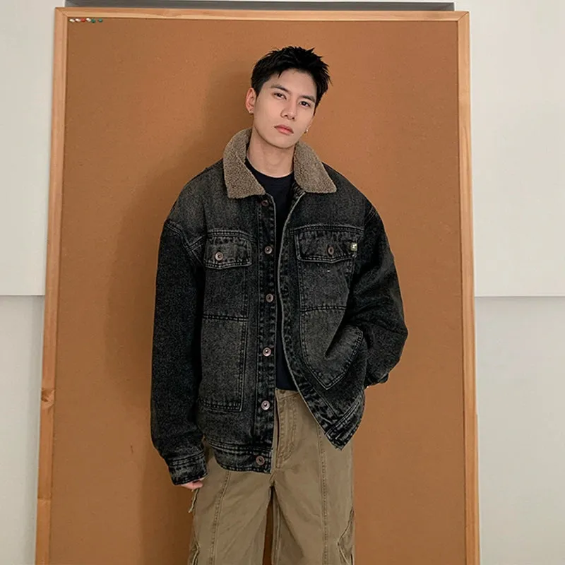Lambswool Collar Denim Jacket