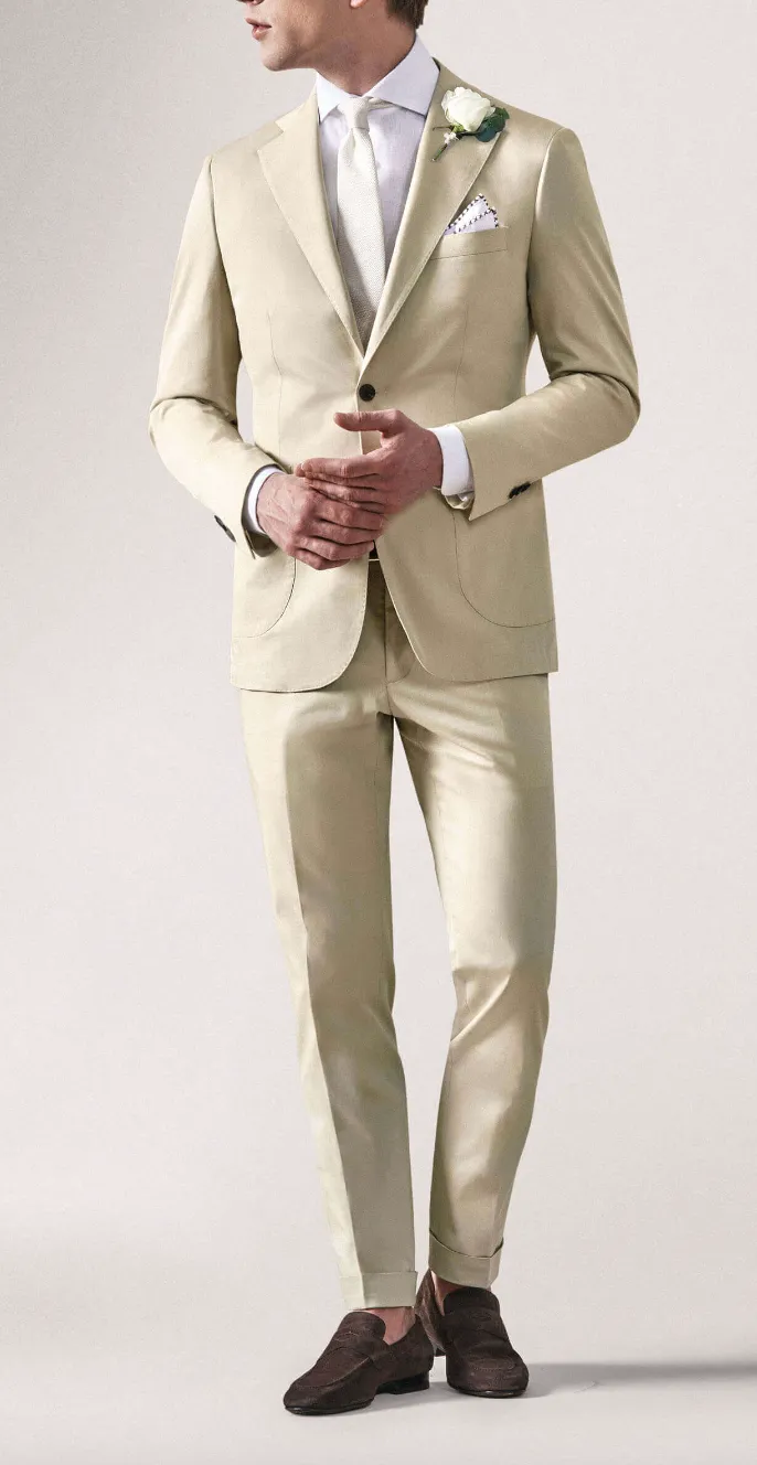 Larusmiani Cotton Stretch Fine Gabardine Light Sand