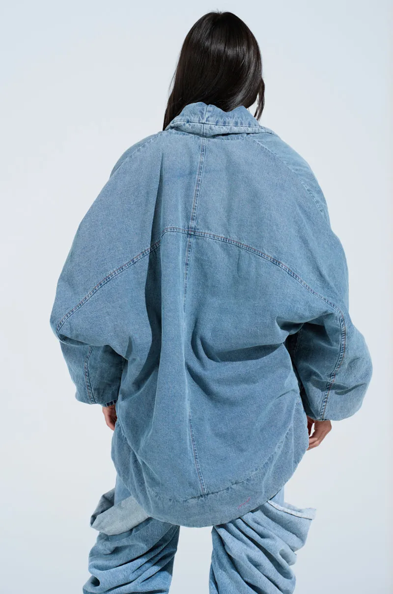LAY UP AND CHILL DENIM COCOON COAT