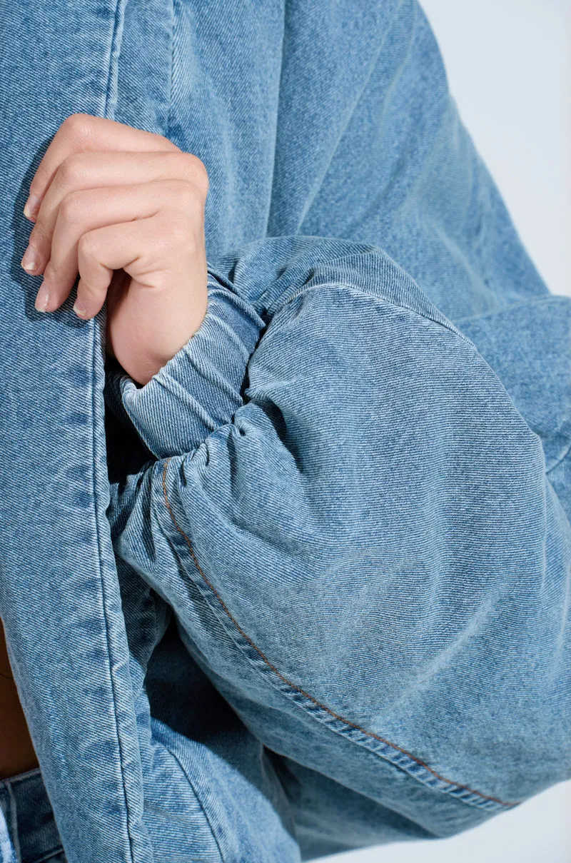 LAY UP AND CHILL DENIM COCOON COAT