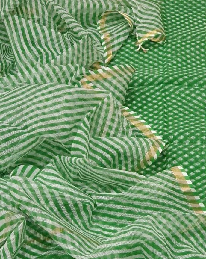 Leheriya Dupatta Kota Doriya Suit In Green