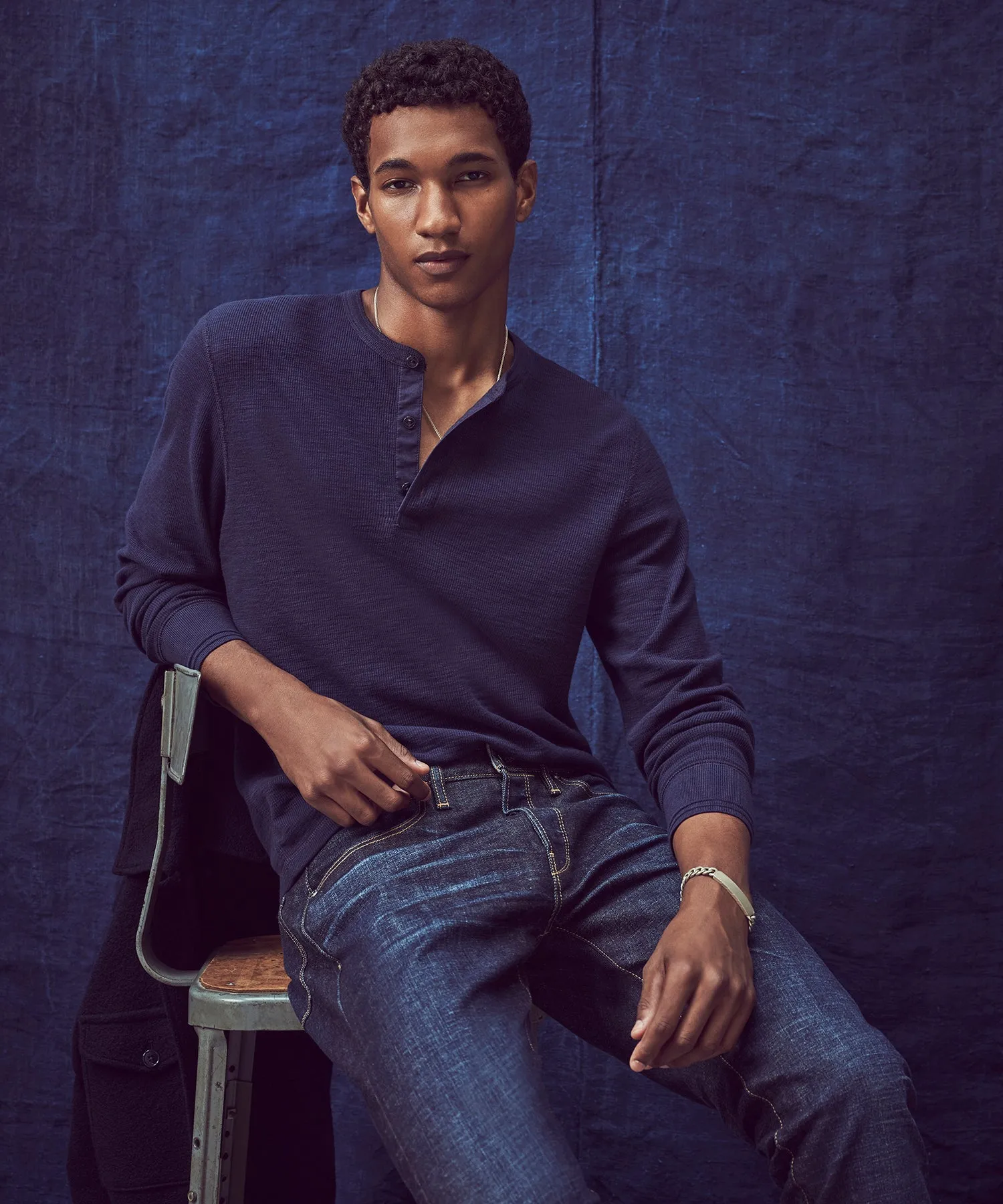 Lightweight Mini Waffle Henley
