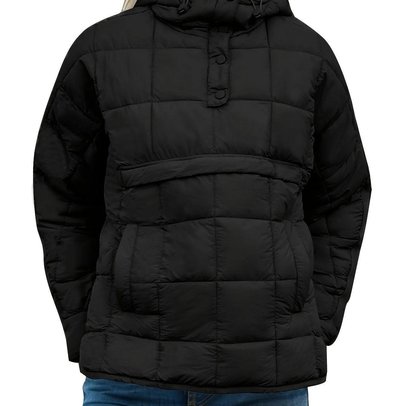 Lightweight Oversized Packable Quilted Puffer Pullover Hoodie