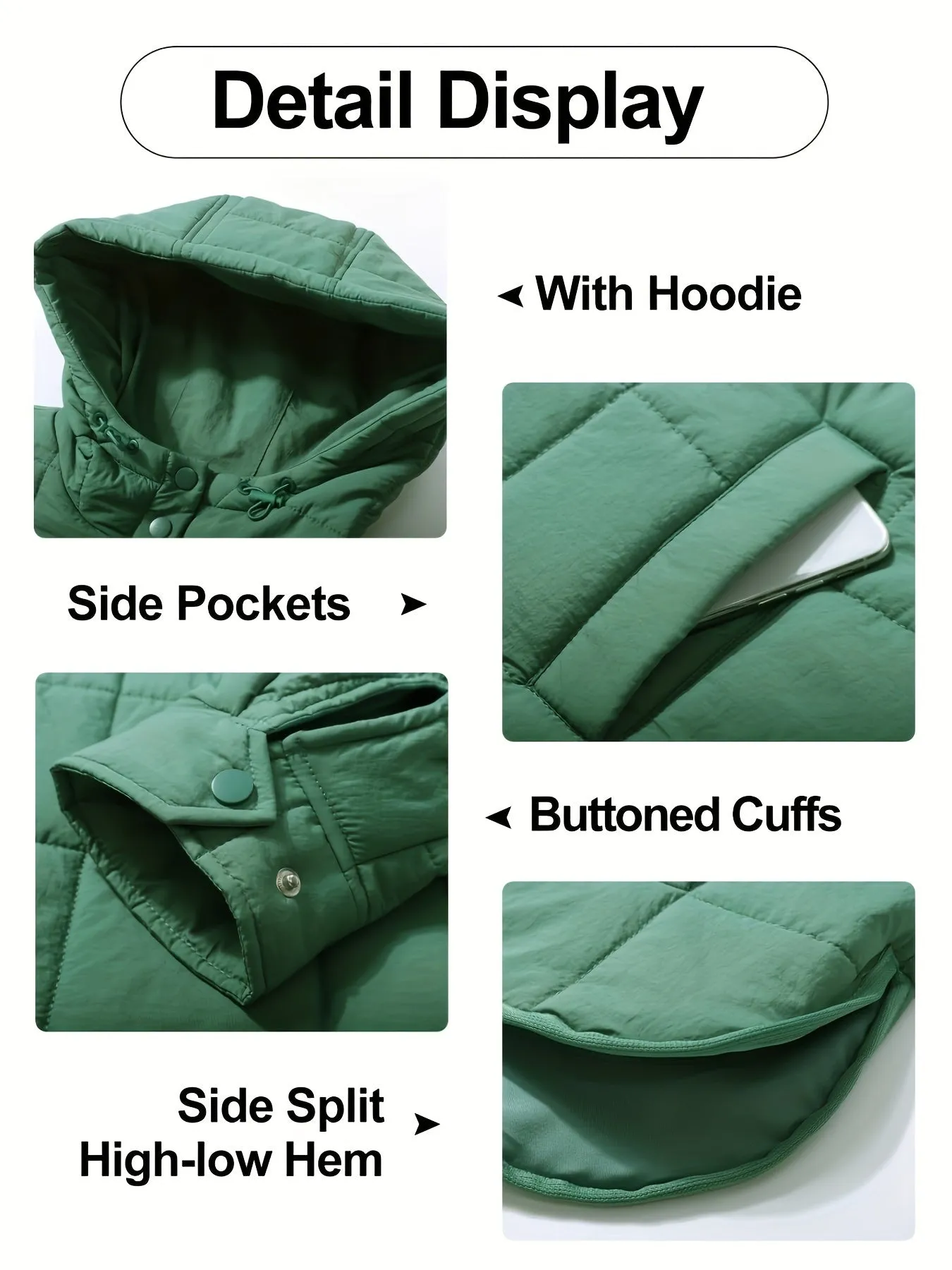 Lightweight Oversized Packable Quilted Puffer Pullover Hoodie