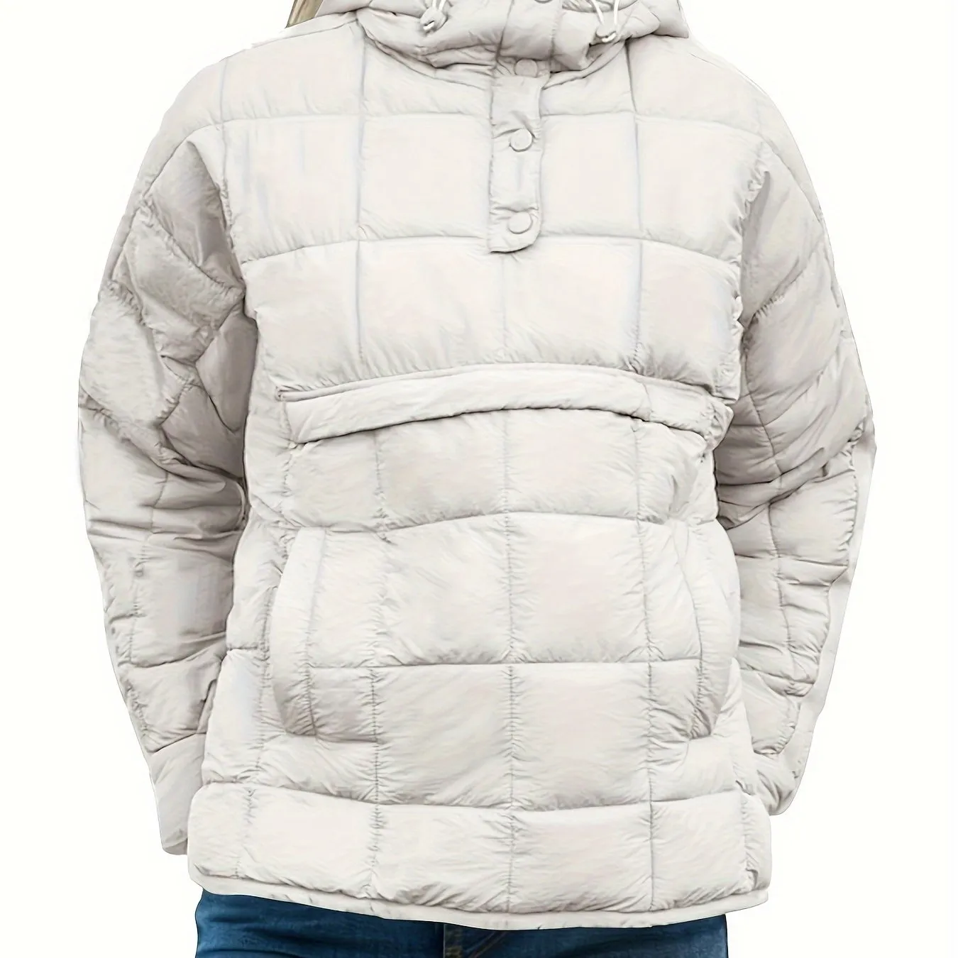 Lightweight Oversized Packable Quilted Puffer Pullover Hoodie