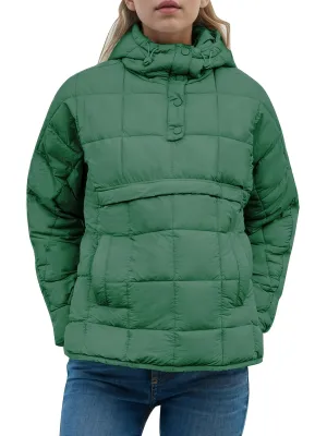 Lightweight Oversized Packable Quilted Puffer Pullover Hoodie