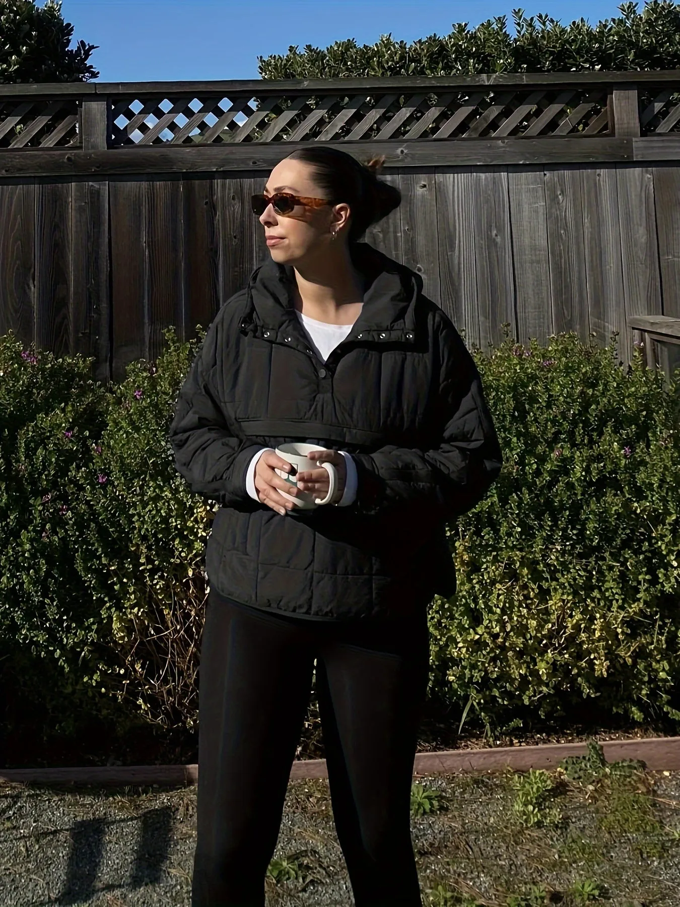 Lightweight Oversized Packable Quilted Puffer Pullover Hoodie