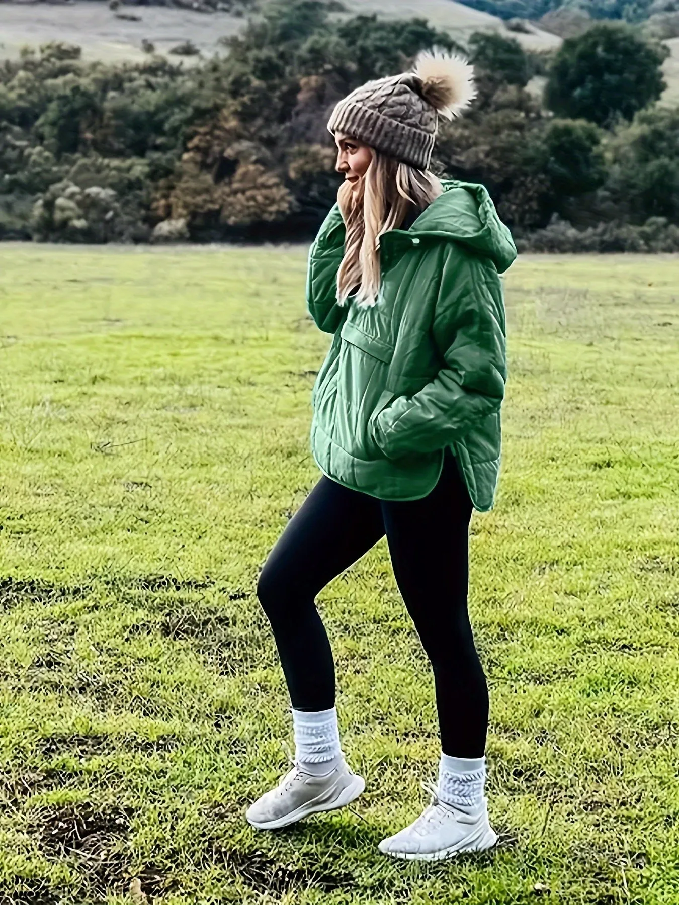 Lightweight Oversized Packable Quilted Puffer Pullover Hoodie