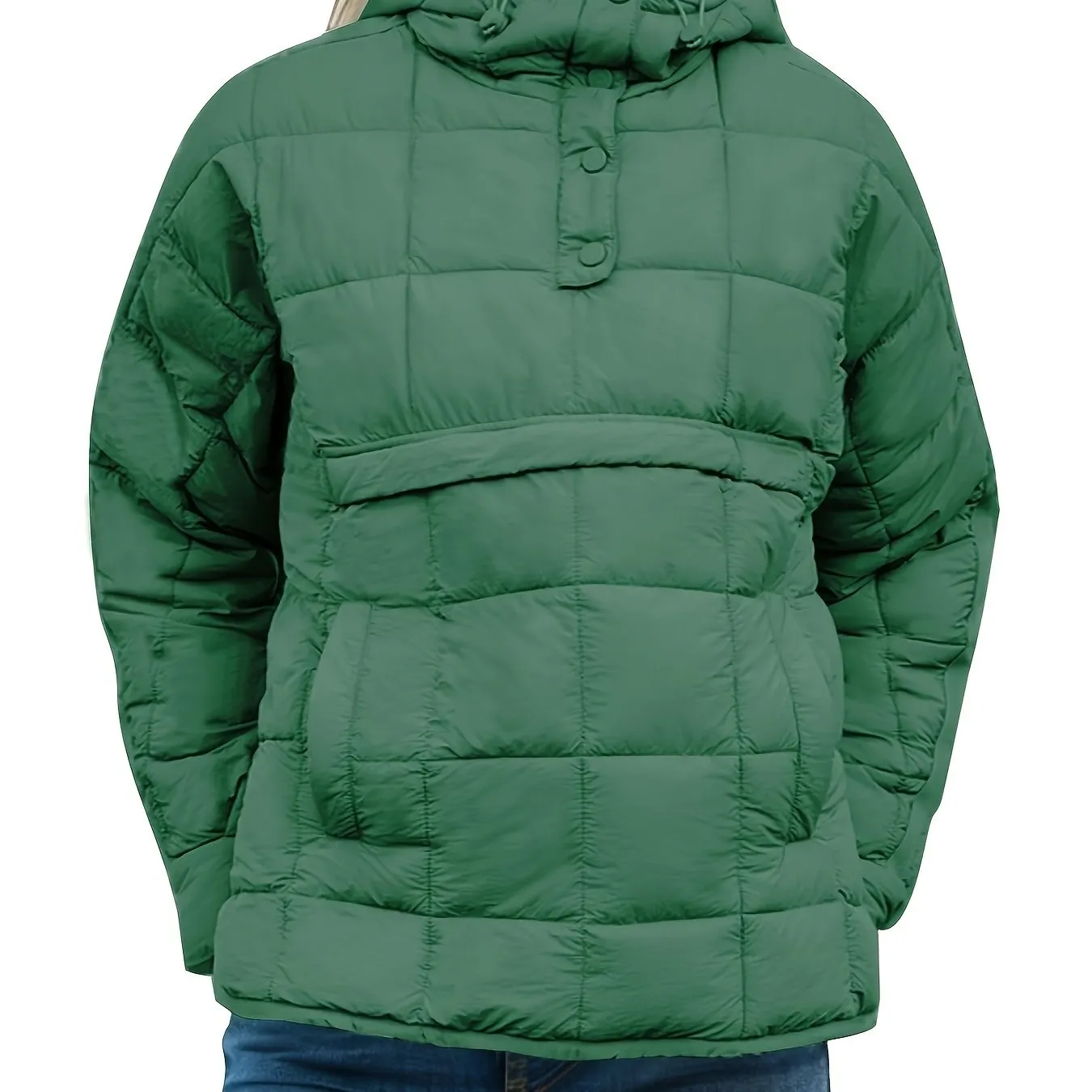 Lightweight Oversized Packable Quilted Puffer Pullover Hoodie
