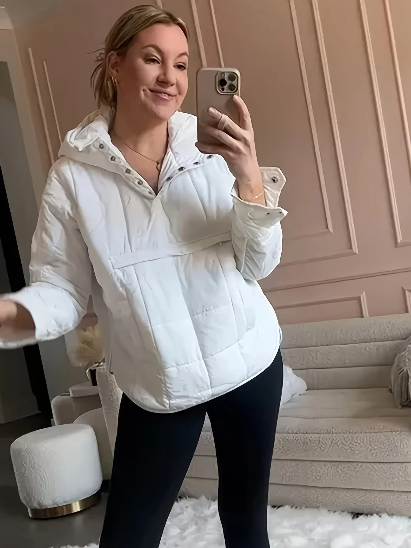 Lightweight Oversized Packable Quilted Puffer Pullover Hoodie