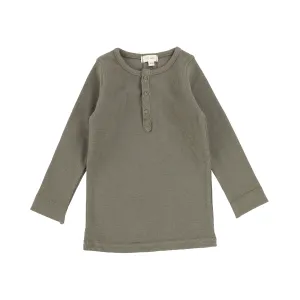 Lil Legs Snap Henley T-Shirt - Olive