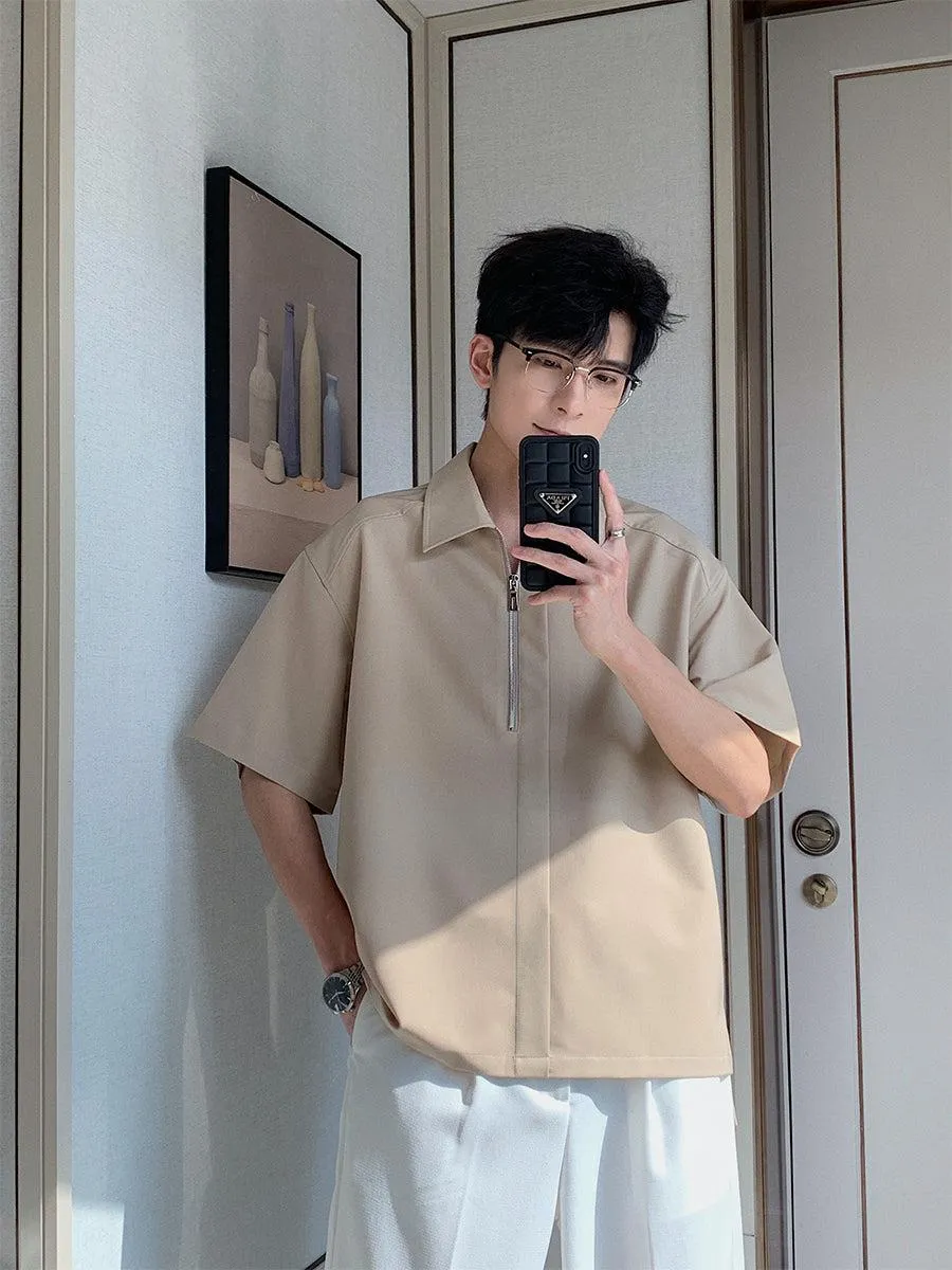 Loose-fit Half-zip Polo Shirt
