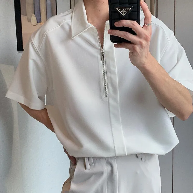 Loose-fit Half-zip Polo Shirt