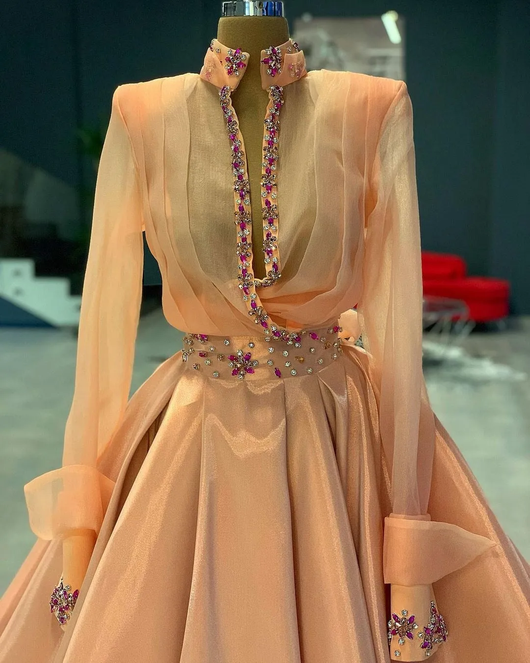 Luxury Pink Ball Gown Evening Dress